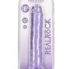RealRock Crystal Clear Straight No Balls Dildo 10in - Purple