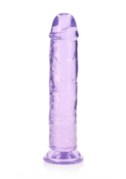 RealRock Crystal Clear Straight No Balls Dildo 10in - Purple