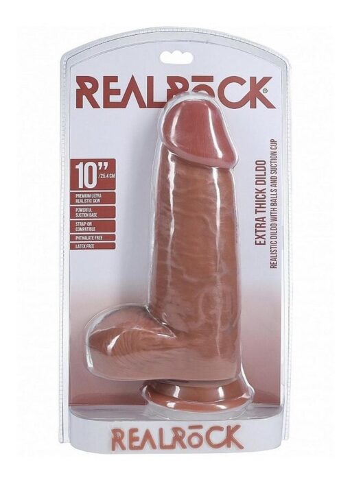 RealRock Ultra Realistic Skin Extra Thick with Balls 10in - Caramel