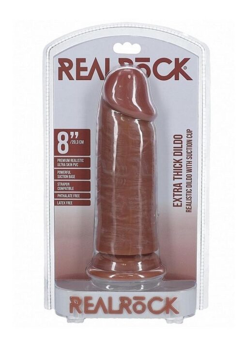 RealRock Ultra Realistic Skin Extra Thick No Balls 8in - Caramel