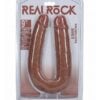 RealRock Ultra Realistic Skin U Shaped Double Dildo 9in - Caramel