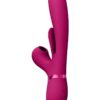 Vive ENA Rechargeable Silicone Triple Motor Thrusting G-Spot with Flapper and Air Wave Clit Stimulation Vibrator - Pink