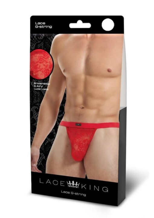 Lace King Lace G-String - Small/Medium - Red