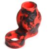 Creature Cocks Hell Hound Silicone Penis Sleeve and Ball Stretcher - Medium - Red/Black