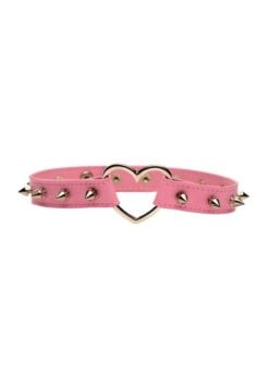 Master Series Spiked Heart Choker - Pink