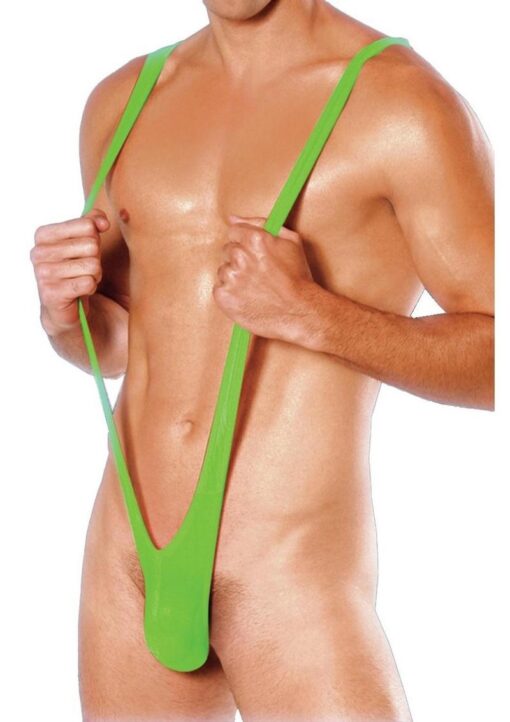 Fundies Mankini with Fake Mustache - O/S - Green