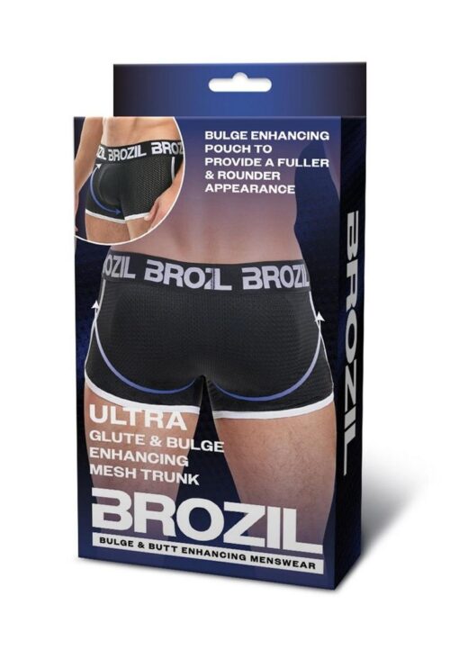 Brozil Ultra Glute and Bulge Enhancing Mesh Trunk - Small/Medium - Black