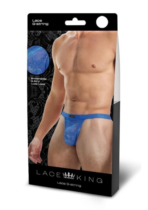 Lace King Lace G-String - Medium/Large - Blue