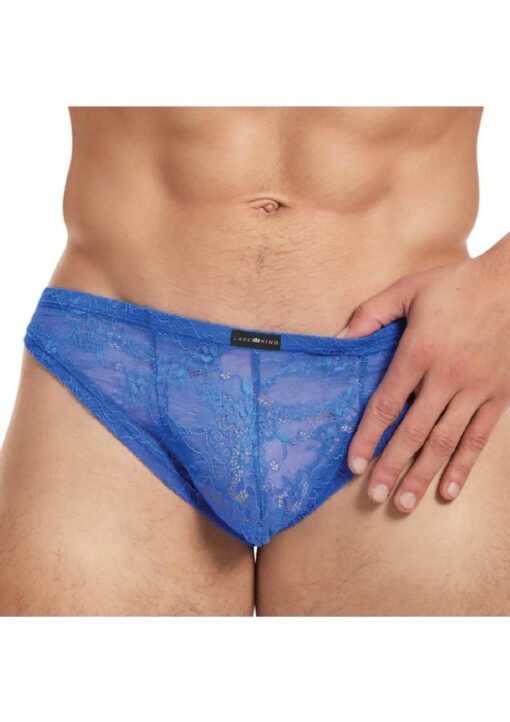 Lace King Lace Thong - Small/Medium - Blue