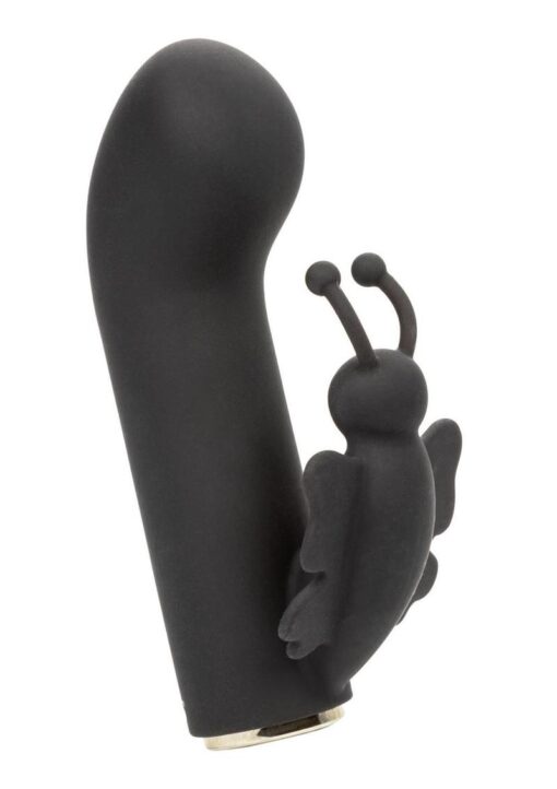 Raven Butterfly Silicone Rechargeable Dual Stimulation Vibrator - Black