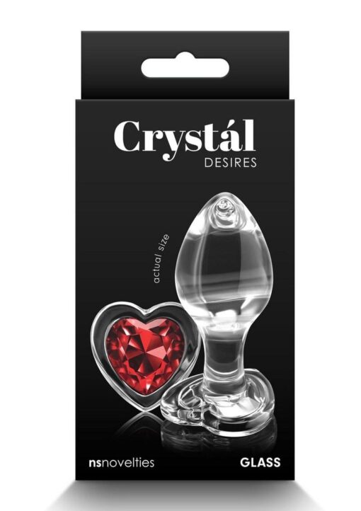 Crystal Desires Red Heart Glass Anal Plugs - Medium