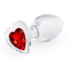 Crystal Desires Red Heart Glass Anal Plugs - Medium
