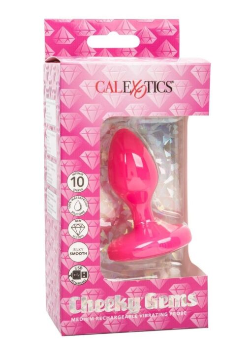 Cheeky Gems Rechargeable Silicone Vibrating Plug - Medium - Pink