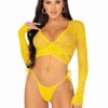 Daisy Lace Wrap-Around Crop Top and Side Tie Panty - OS - Yellow