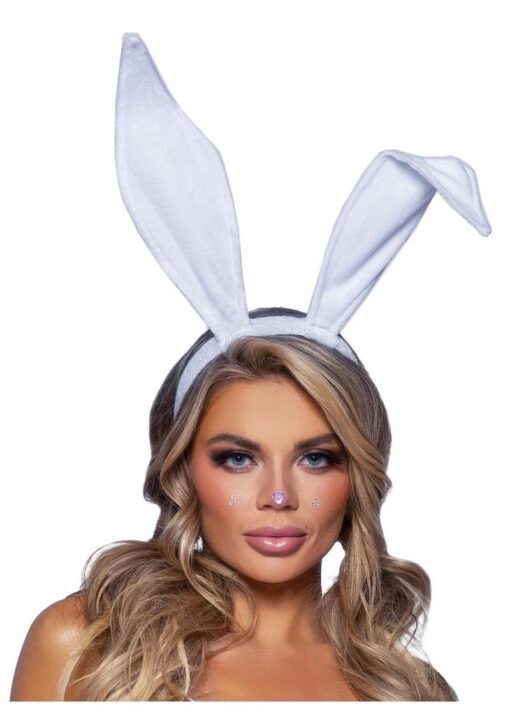 Leg Avenue Bendable Velvet Bunny Ears - OS - White