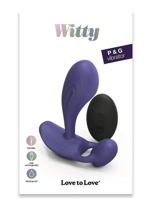 Witty Rechargeable Silicone Vibrator with Clitoral Stimulator - Midnight Indigo