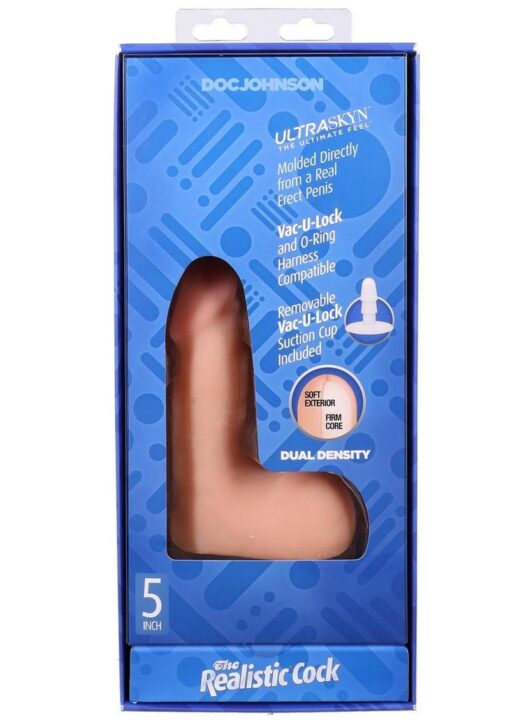 The Realistic Cock with Balls Ultraskyn Removable Vac-U-Lock Suction Cup 5in - Vanilla