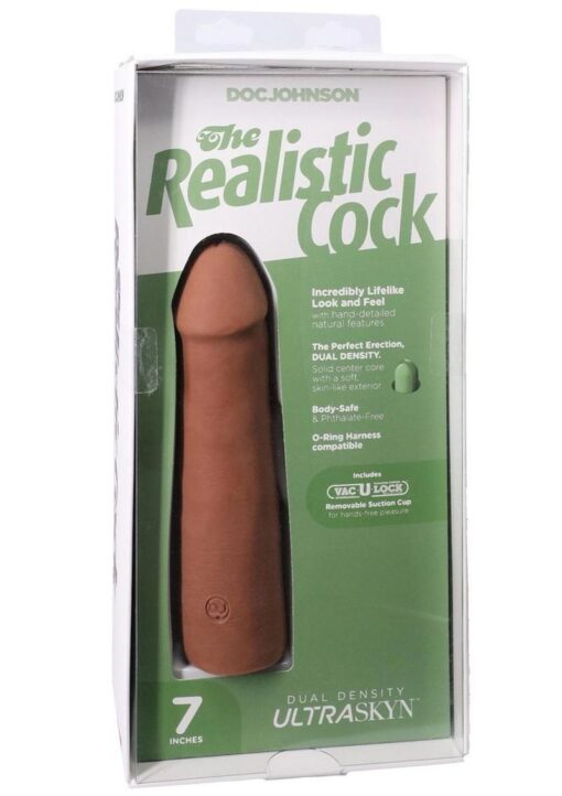 The Realistic Cock Ultraskyn Removable Vac-U-Lock Suction Cup 7in - Caramel