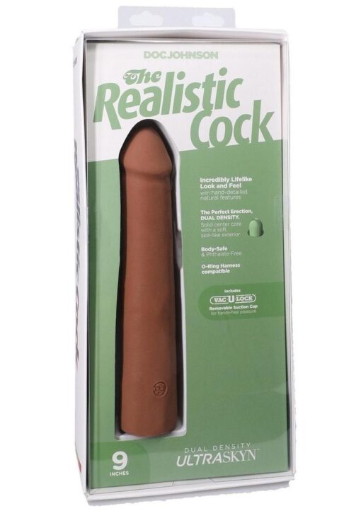 The Realistic Cock Ultraskyn Removable Vac-U-Lock Suction Cup 9in - Caramel