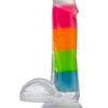 Neo Elite Glow in the Dark Silicone Rainbow Rave Dildo 6.5in - Multicolor