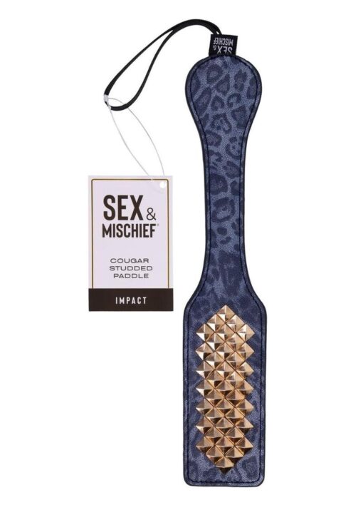 Sex and Mischief Cougar Studded Paddle - Navy/Gold