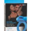 Silicone Rechargeable Double Trouble Cock Ring - Blue