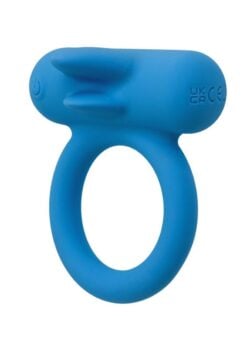 Silicone Rechargeable Double Trouble Cock Ring - Blue