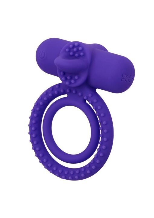 Silicone Rechargeable Dual Climaxer Cock Ring - Purple