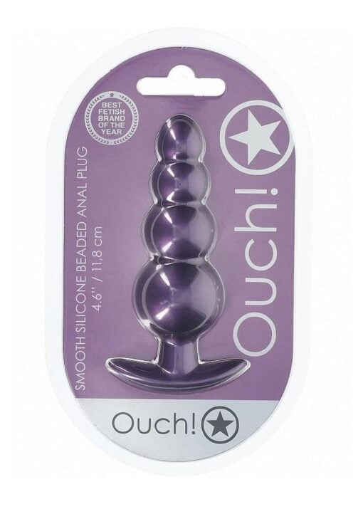 Ouch! Beaded Anal Plug Silicone - Metallic Purple