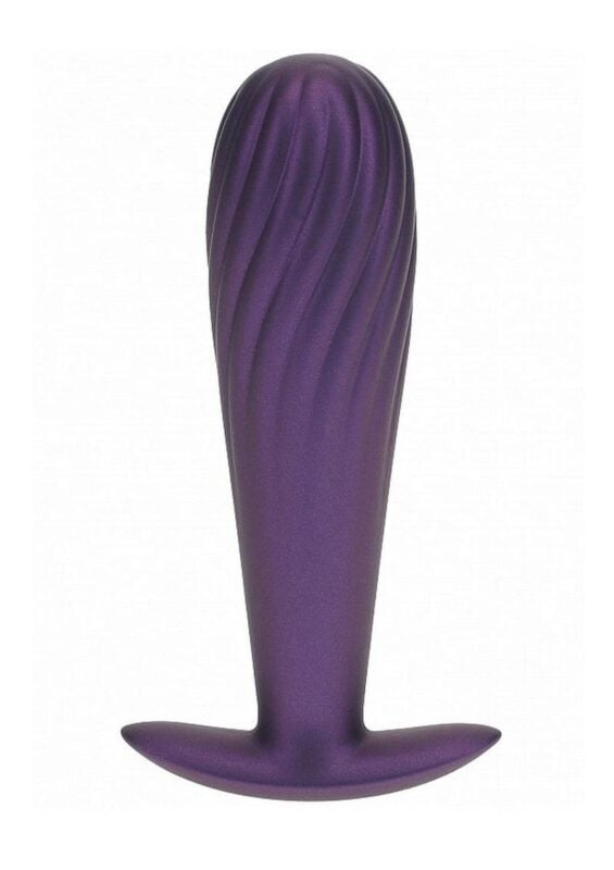 Ouch! Ribbed Anal Plug Silicone - Metallic Purple