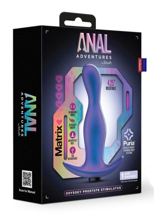 Anal Adventures Matrix Odyssey Silicone Rechargeable Anal Plug - Space Age Blue