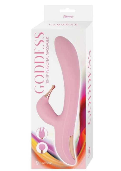 Goddess Tri-Tip Rechargeable Silicone Personal Vibrator - Pink