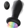 Atomic Thrusting Light-Up Twister Rechargeable Silicone Plug with Remote Control - Black