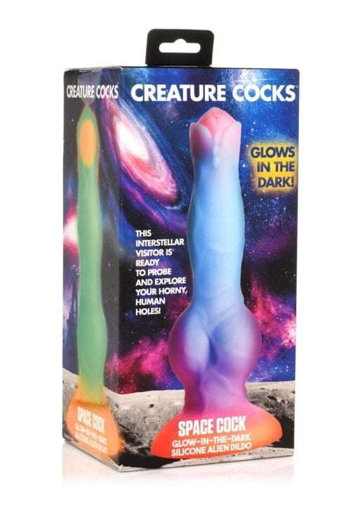 Creature Cocks Space Cock Glow in The Dark Silicone Alien Dildo - Orange/Purple/Blue