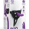 7.75in Dildos and Harness Set - Purple/Black