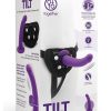 Together Toys TILT Silicone 6.5in Dildo and Harness Set - Purple/Black