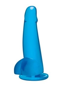 Blue Line Suction Cup Dildo with Balls 5.75in - Blue