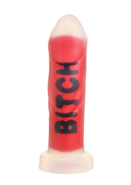 Master Series BITCH Silicone Dildo - Red/Black/Clear