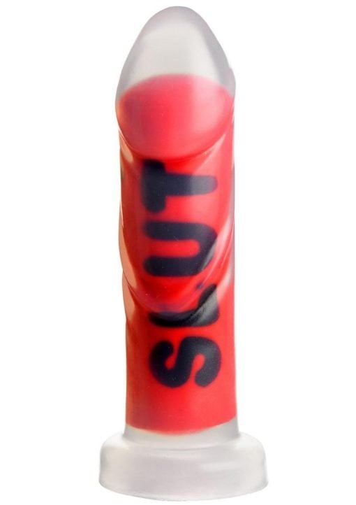 Master Series SLUT Silicone Dildo - Red/Black/Clear