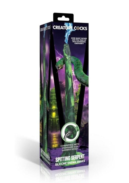 Creature Cocks Spitting Serpent Silicone Enema Snake - Green