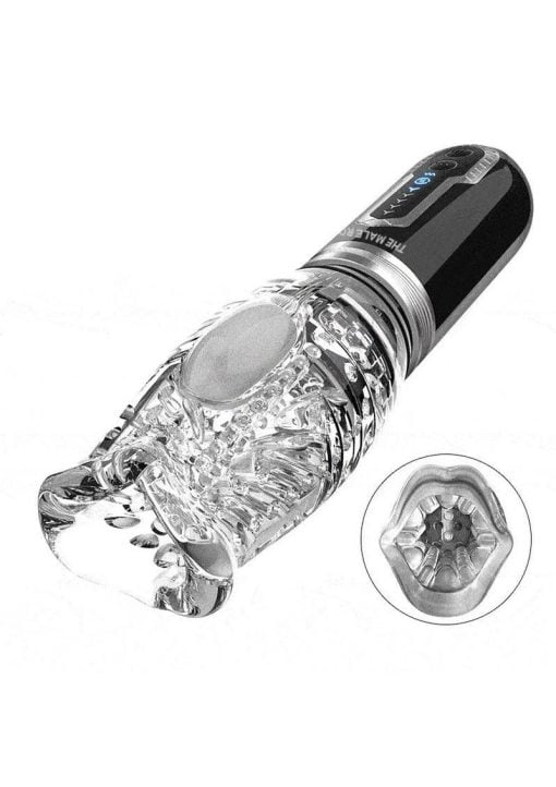 The Male Rose 3 Rechargeable Thrusting Rotating Masturbator - Black/Clear