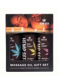 Earthly Body Valentine 2025 Trio Hemp Seed Massage Oil Gift Set