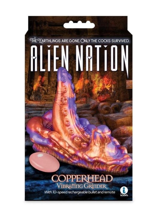 Alien Nation Copperhead Rechargeable Silicone Vibrating Grinder with Remote Control - Copper/Purple