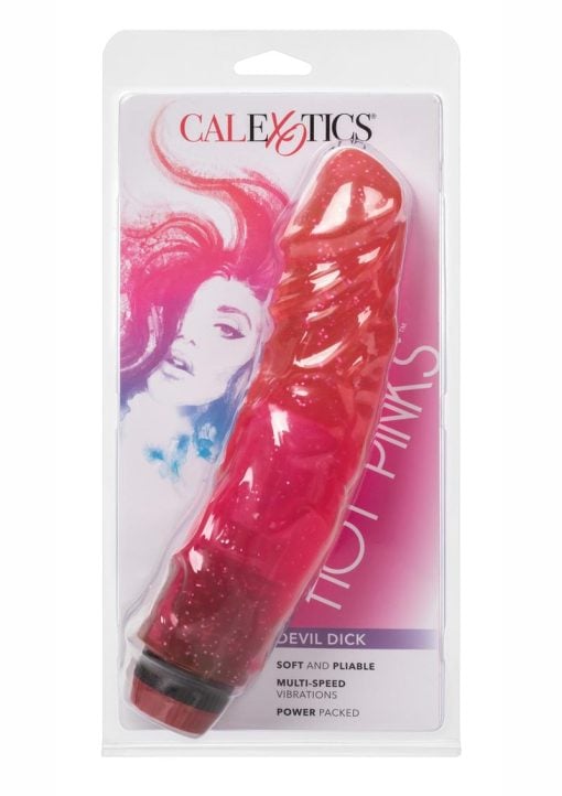 Hot Pinks Devil Dick Jelly Realistic Vibrator Glitter Pink  8.5 Inch - Image 2