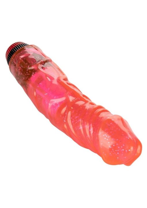 Hot Pinks Devil Dick Jelly Realistic Vibrator Glitter Pink  8.5 Inch - Image 3