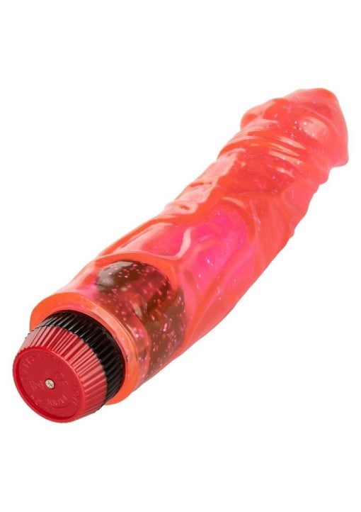 Hot Pinks Devil Dick Jelly Realistic Vibrator Glitter Pink  8.5 Inch - Image 4