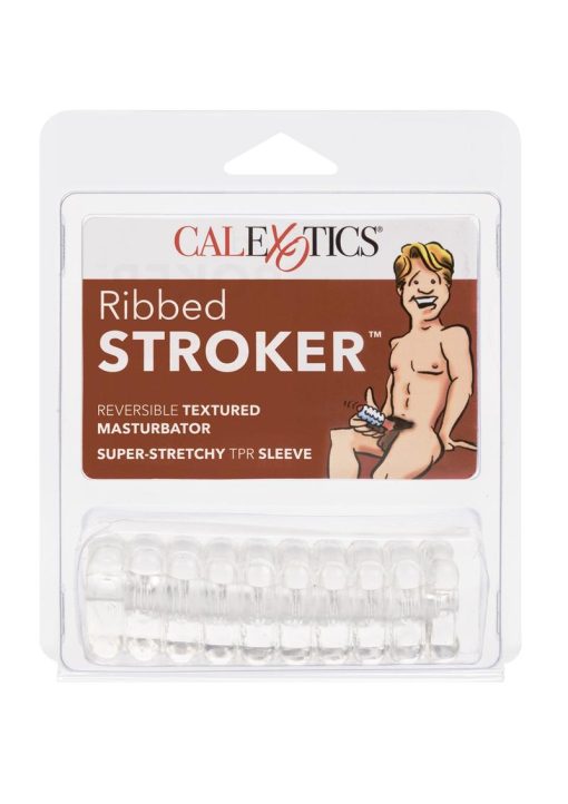 RIBBED STROKER REVERSIBLE TEXTURED MASTURBATOR SLEEVE CLEAR - Image 2