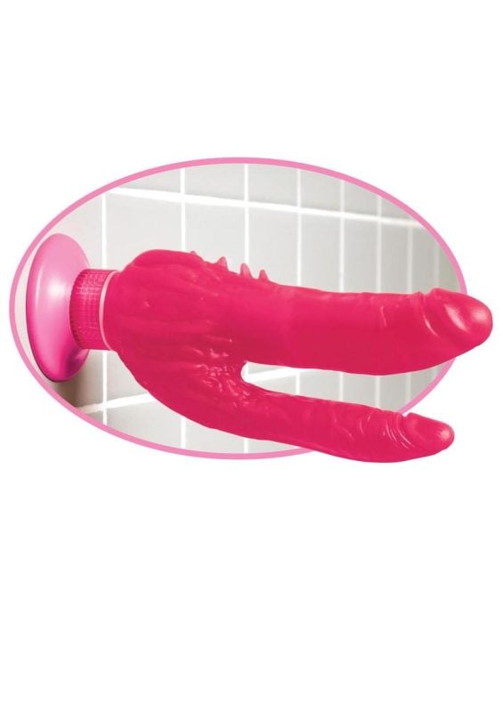 Wall Bangers Double Penetrator Vibrating Dildo 9in - Pink