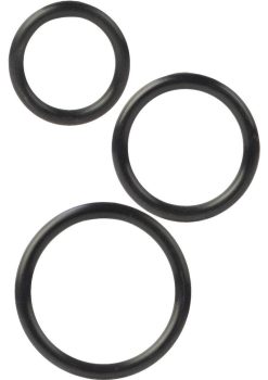 Silicone Support Rings Cock Rings (3 Piece Set) - Black