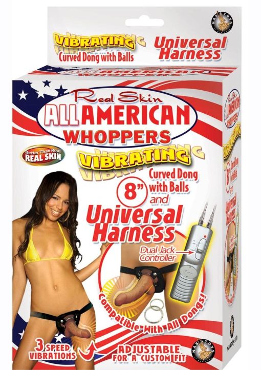 Real Skin Latin American Whoppers Vibrating Dong With Harness 8 Inch - Image 2